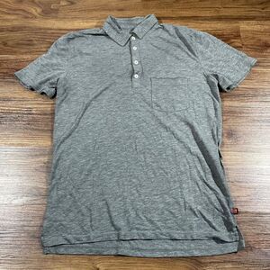 7 For All ManKind Polo Shirt Gray Short Sleeve Pocket Cotton Men's Size Small